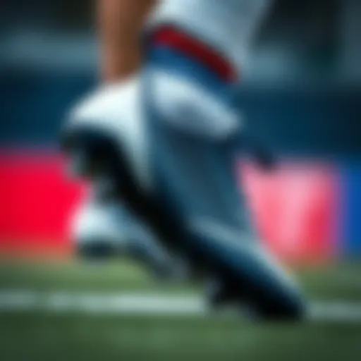 A close-up of a soccer cleat showcasing its intricate design.