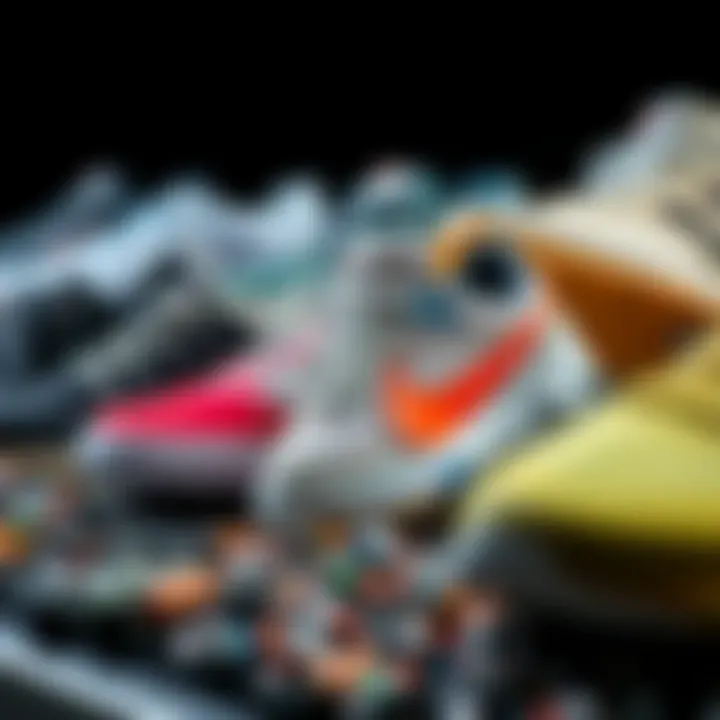 Various materials used in sports shoes displayed