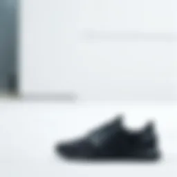 Stylish black athletic shoes on a clean background