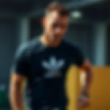 Athlete wearing an Adidas crew neck t-shirt during a workout