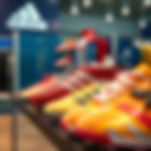 Colorful Adidas children's turf shoes on display