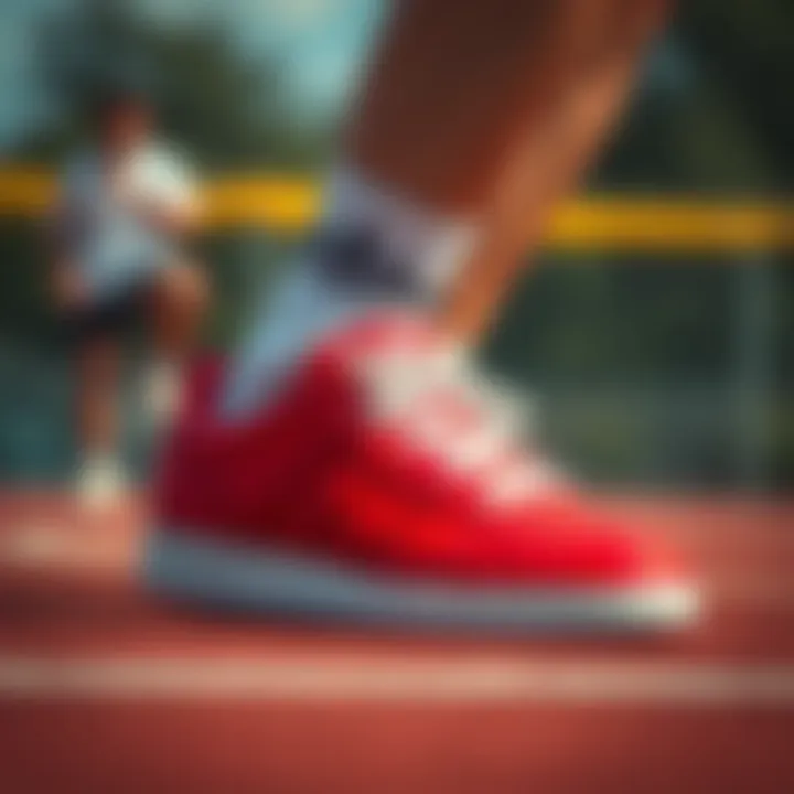 Performance of Adidas Forum Low Red in Sports Adidas Forum Low Red in action during sports activities