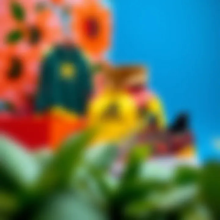 Showcasing the unique collection in a vibrant setting