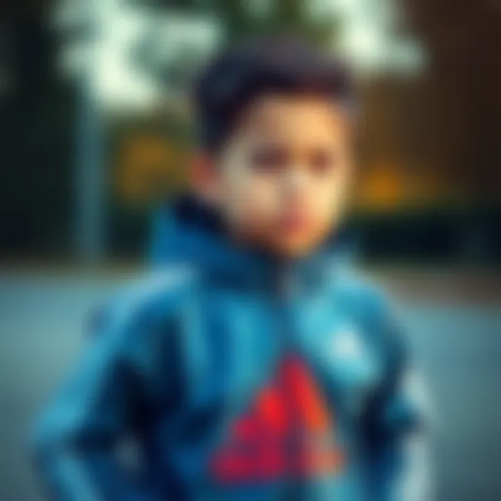 Active Child in Adidas Jacket Active child wearing Adidas jacket outdoors