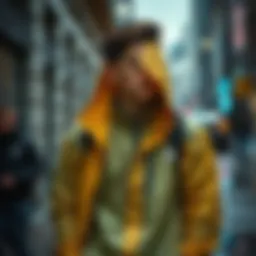 Stylish Adidas rain jacket in urban setting