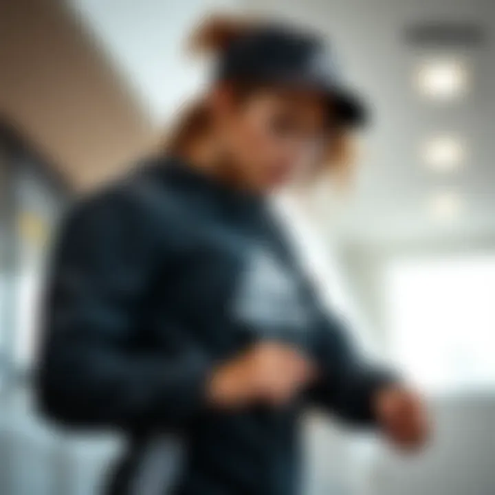 Stylish female athlete showcasing adidas running footwear