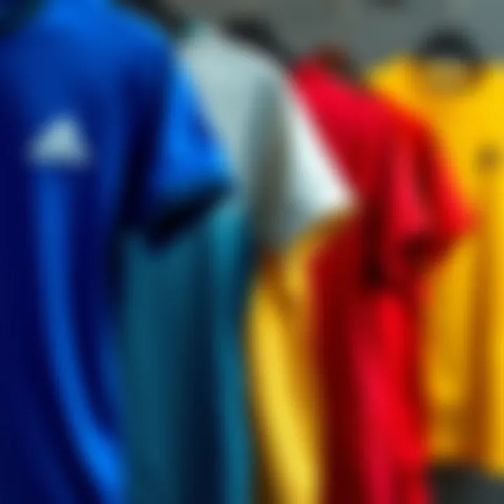 Diverse Styles of Adidas T-Shirts Variety of Adidas t-shirts in different colors and styles.