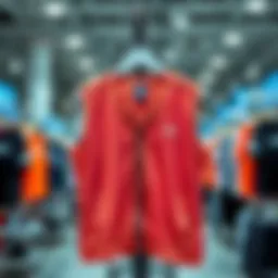 Stylish adidas vests displayed in an outlet setting