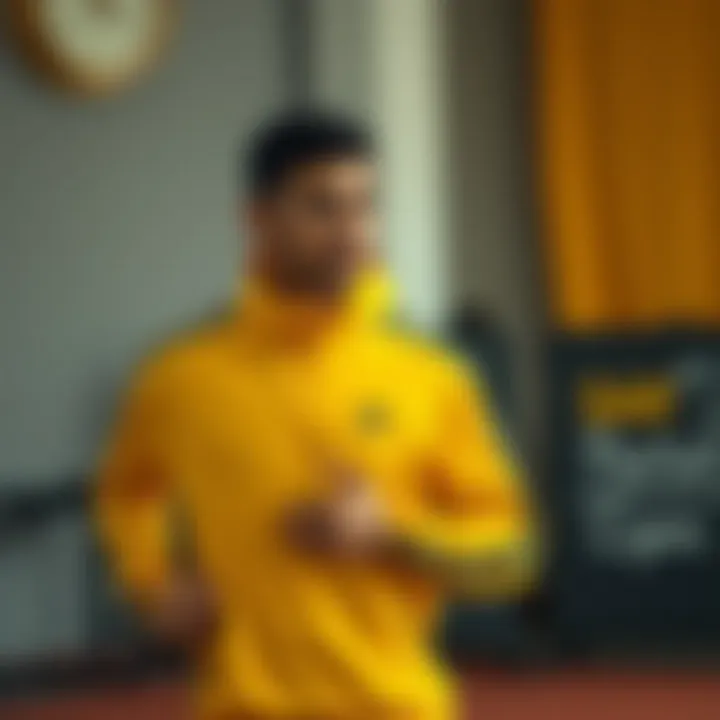 Athlete showcasing the functionality of the yellow tracksuit during a workout.