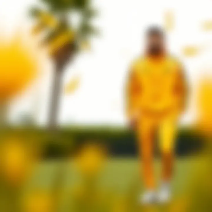 Fashionable outfit combination featuring the yellow tracksuit.