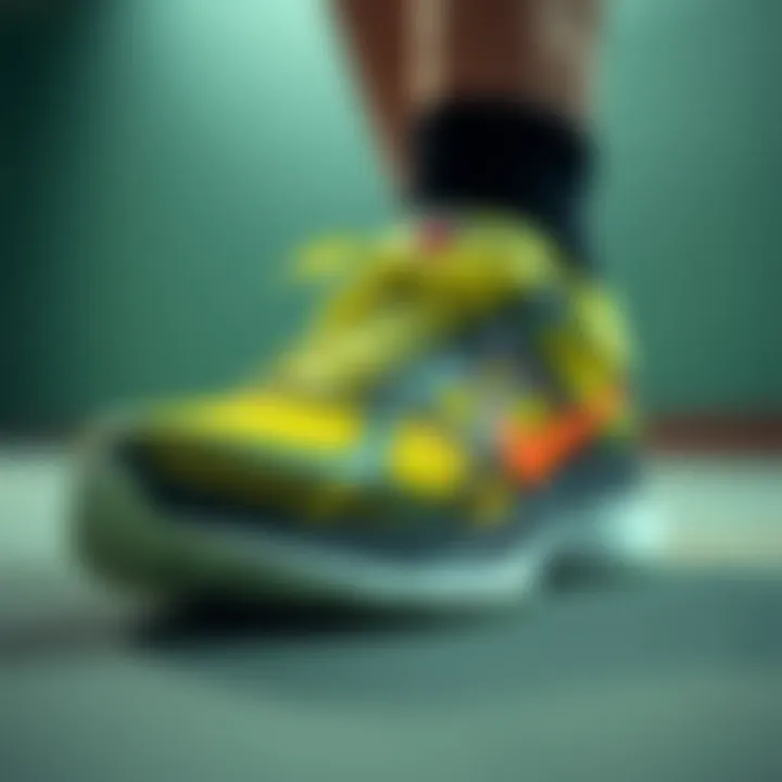 Close-up of advanced running shoes with innovative design