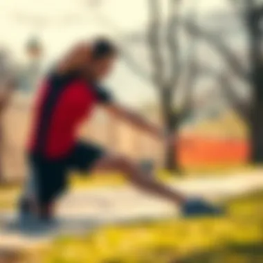 Athlete stretching before a morning run