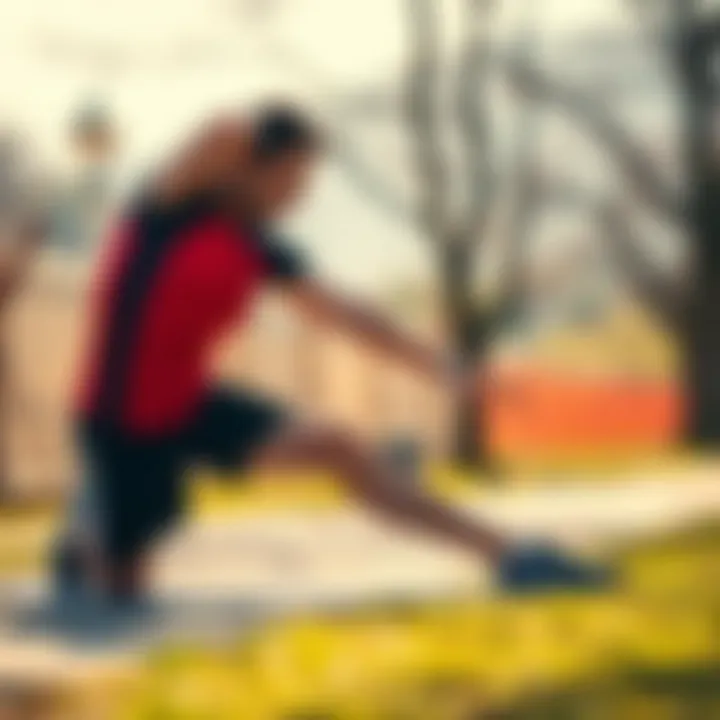 Athlete stretching before a morning run