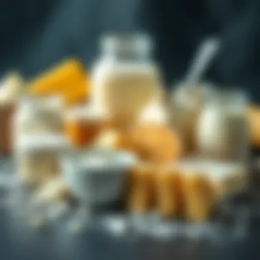 An assortment of dairy products highlighting their protein benefits