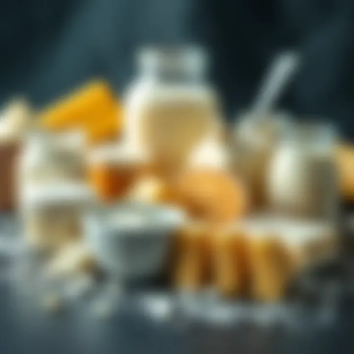 An assortment of dairy products highlighting their protein benefits