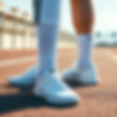 Different combinations of white Adidas socks with sportswear