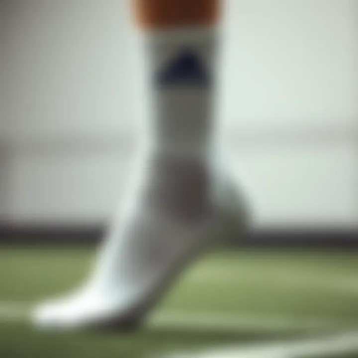 White Adidas socks showcasing premium fabric quality
