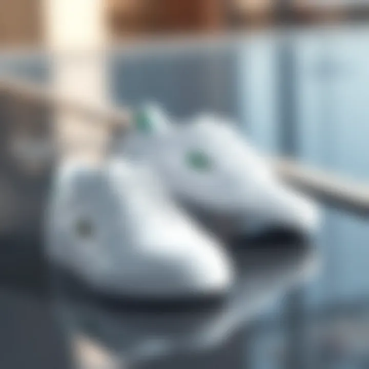 Stylish White Lacoste Shoes Stylish white Lacoste shoes showcased on a sleek surface