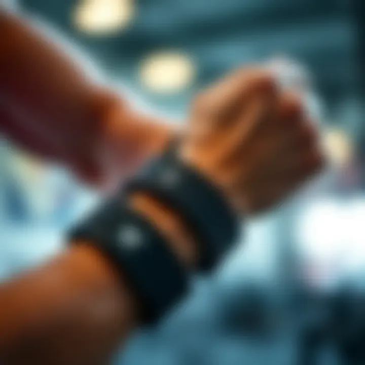 A close-up of wrist weights used in training