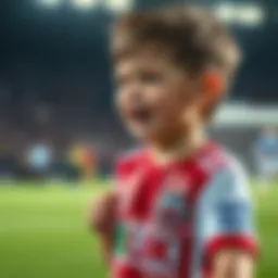 Close-up of a child wearing a BJK jersey
