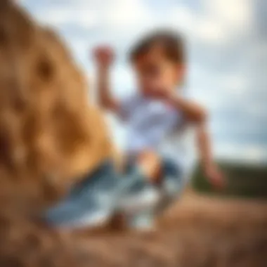 A child wearing Nike shoes while engaged in an outdoor activity, demonstrating comfort and support.