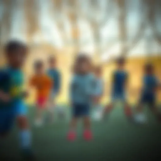 A group of children engaged in various sports activities outdoors