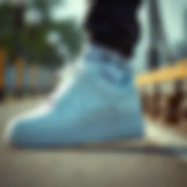 Close-up of Air Force 1 shoes showcasing their unique design details