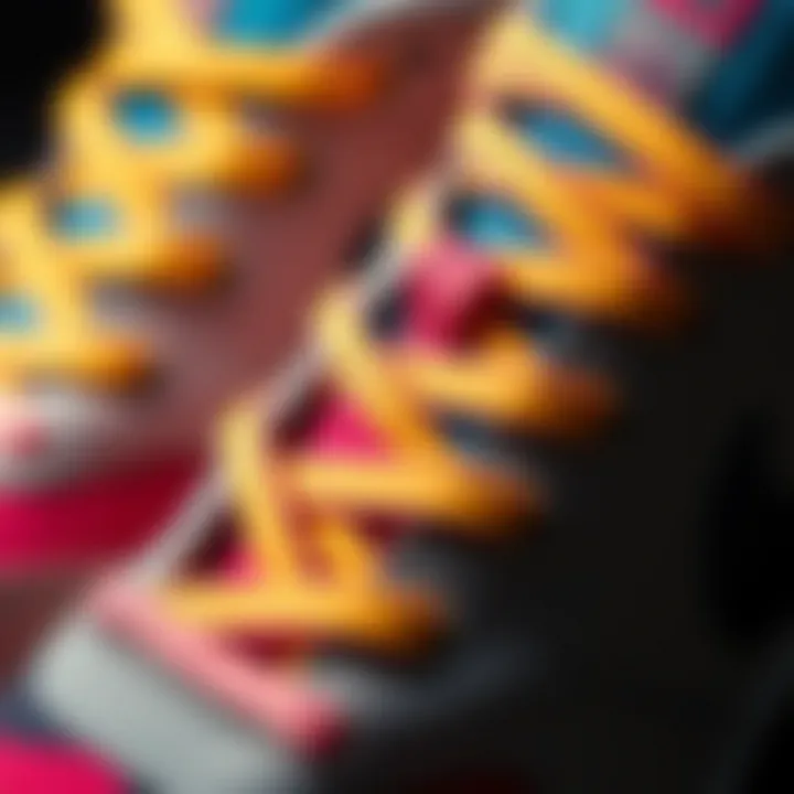 Close-up of colorful material textures used in sports shoes