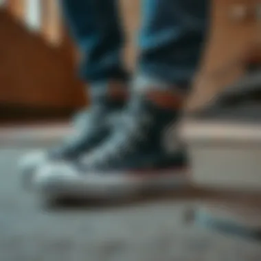 A stylish outfit featuring Converse shoes in a casual setting