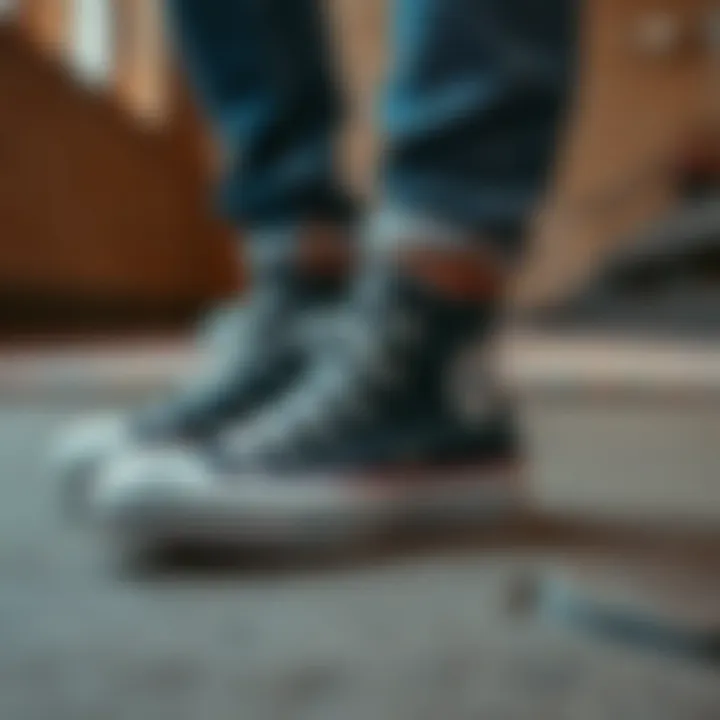 A stylish outfit featuring Converse shoes in a casual setting