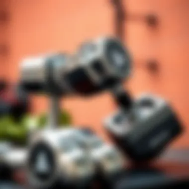 Close-up of Delta chrome dumbbell set showcasing its sleek design