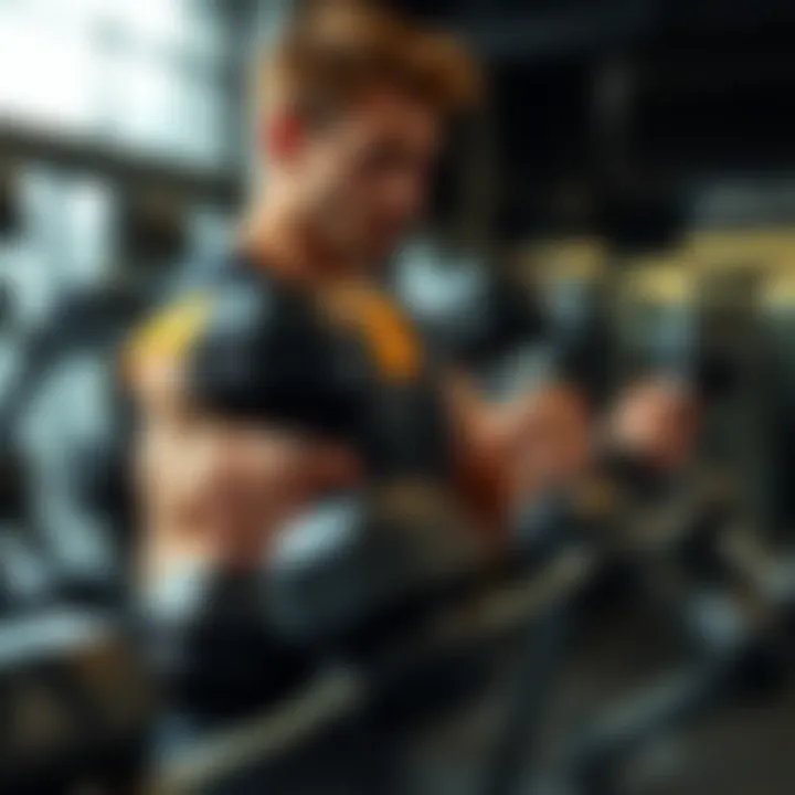 Individual lifting weights with Delta dumbbells in a gym setting