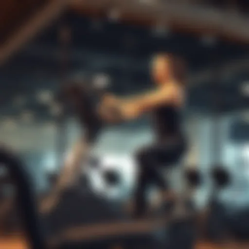 A person engaging in a vigorous elliptical workout