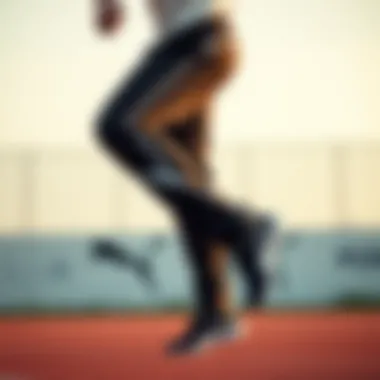 Athlete demonstrating performance in Puma track pants