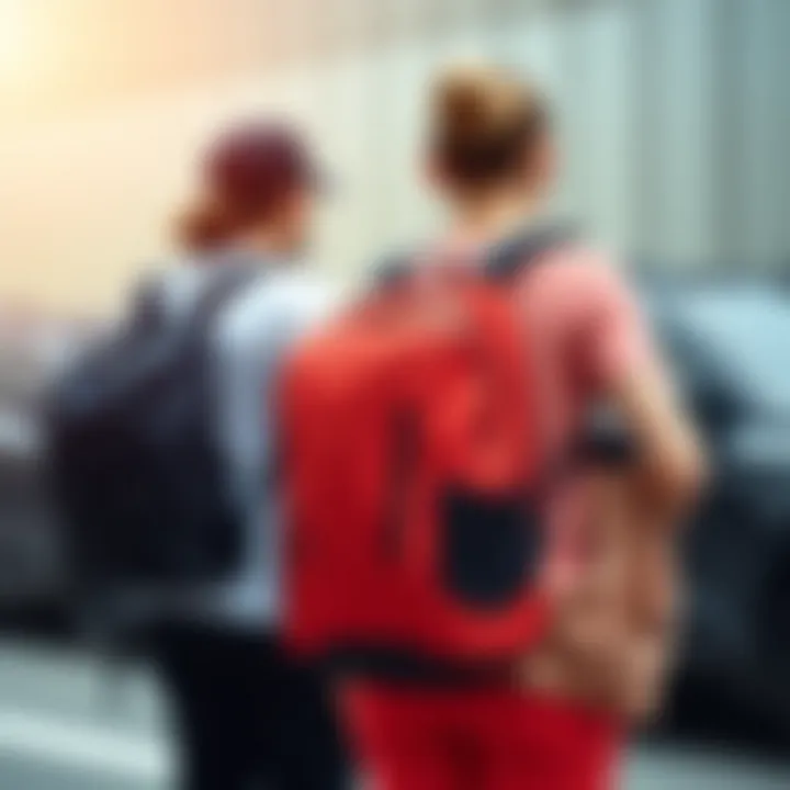 Fashionable sports backpack paired with activewear