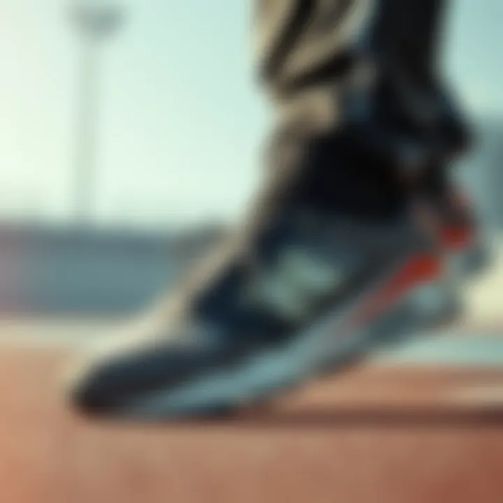 A fashionable waterproof sneaker in a dynamic sports setting.