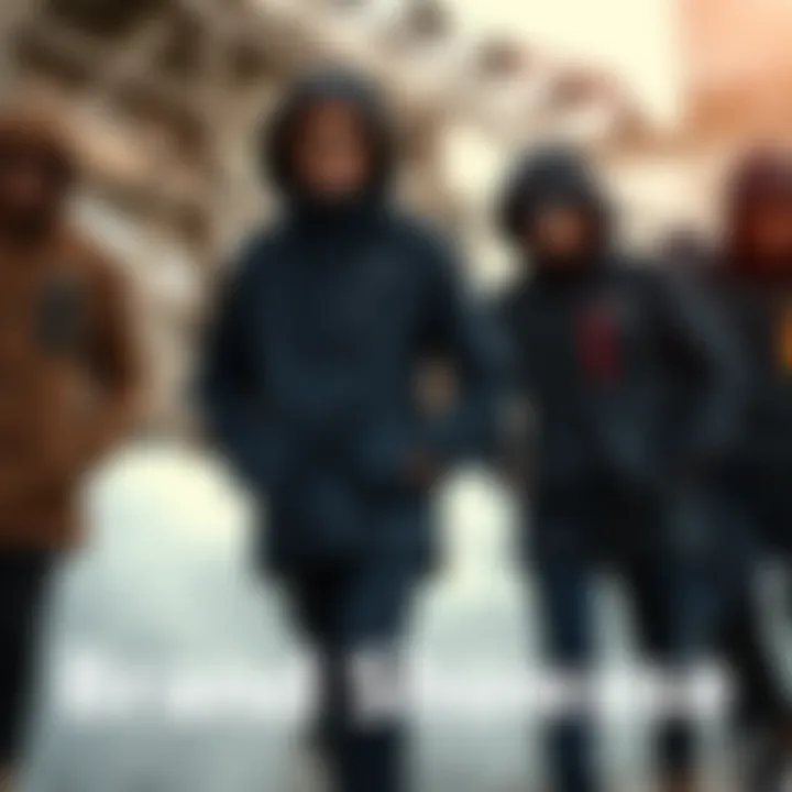 Stylish outdoor scene featuring various Gore-Tex jackets from leading brands