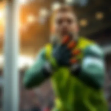 A dynamic action shot of a goalkeeper using Gripmode gloves during a match