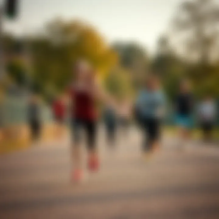 Individuals engaging in various physical activities outdoors