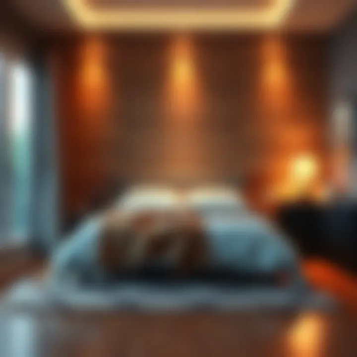 A serene bedroom setting promoting relaxation and sleep.