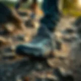Comfortable hiking shoe on a rocky trail