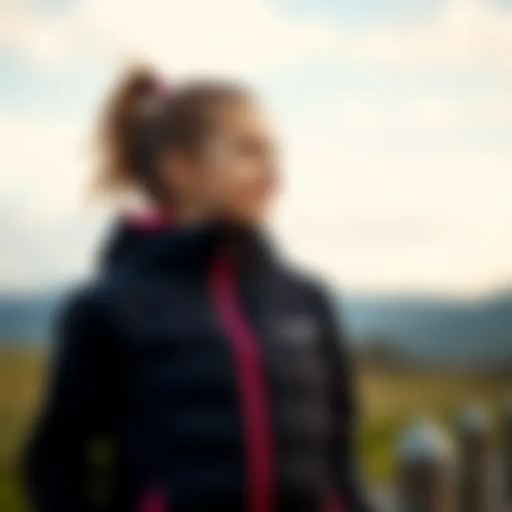 Active young girl wearing a Hummel jacket outdoors