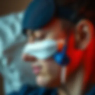 A close-up of a sleep mask and earplugs indicating ideal sleep conditions.