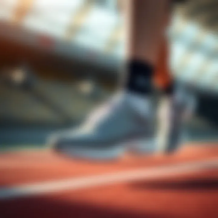 An athlete wearing ankle shoes during a performance, highlighting functionality.
