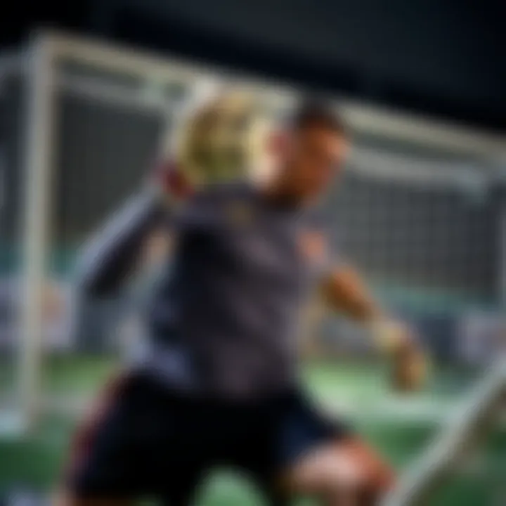 Goalkeeper training equipment in action