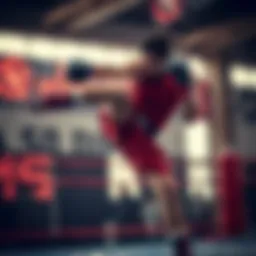 Dynamic kickboxing move showcasing agility and strength