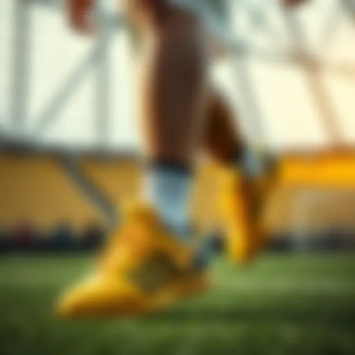 Athlete showcasing yellow footwear during a game