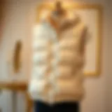 Chic cream puffer vest displayed in an elegant setting