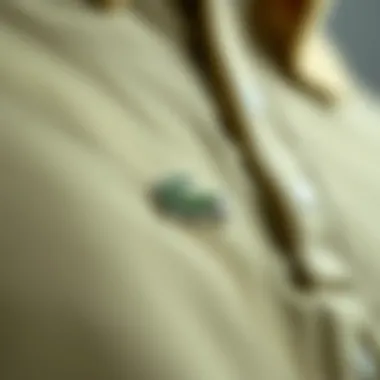 Close-up of the fabric texture used in Lacoste polo shirts.