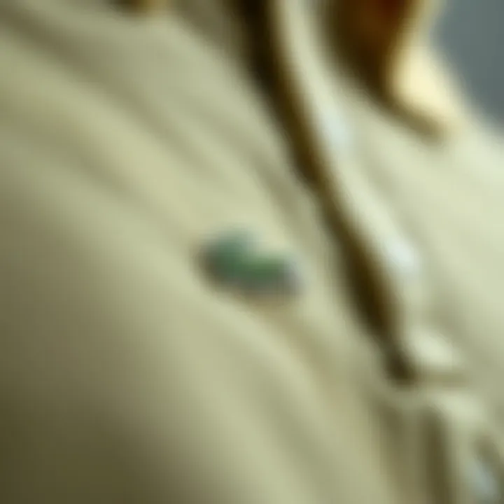 Close-up of the fabric texture used in Lacoste polo shirts.